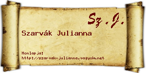 Szarvák Julianna névjegykártya